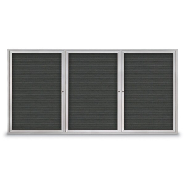 18"x24" 1-Door Enclosed Outdoor Letterboard, Grey Felt/Satin Alum